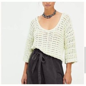 NWT Free People Cozy Tee 3/4 Sleeve Loose Fit Shirt Sugared Mint XS